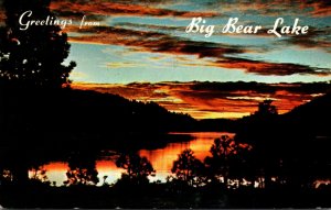 California Greetings From Big Bear Lake At Sunset In The San Bernardino Mount...