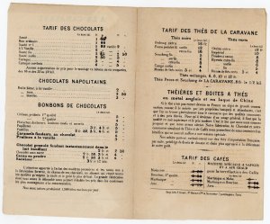 1876 Tarifs Des Chocolates Thes et Cafes Chocolate Price List Booklet #H