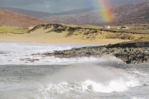 Borve Rainbow Outer Hebrides Scotland Postcard