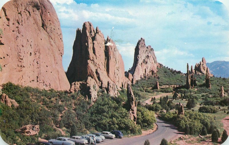 Postcard USA panorama garden gods pikes peak region colorado