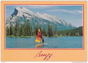 Wind Surfer on Vermillion Lakes, Banff National Park, Banff, Alberta, Canada,...