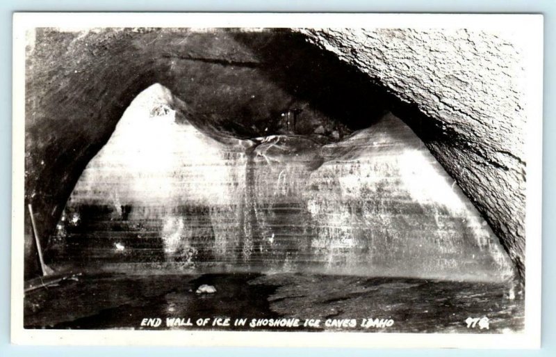 RPPC  SHOSHONE ICE CAVES ID Idaho  END WALL OF ICE c1940s Real Photo Postcard