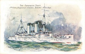 Armoured Cruiser Asama 1904 Artist Signed Odin Rosenvinge Postcard