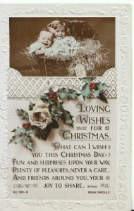 Greetings Postcard - Loving Wishes for Christmas - Two Small Children Ref TZ3073