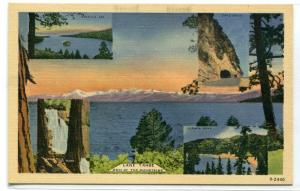 Lake Tahoe Nevada Multi View linen postcard