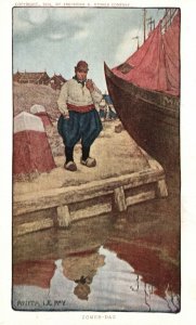 Vintage Postcard 1910's Summer Day Zomer-Dag Man Smoking Artwork By Frederick S.