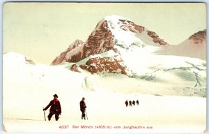 1910s Mönch Switzerland Postcard Alpine Mountain Climber Snow Jungfrau Peak A372