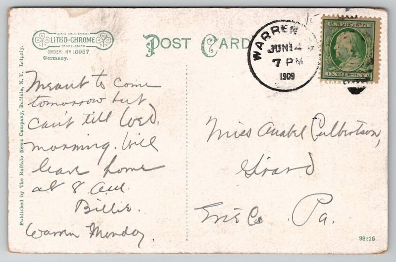 Warren PA Allegheny River View Pennsylvania Postcard Y21