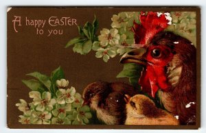 Easter Postcard Rooster 1908 Vintage Greetings Tucks Series 1165 Antique Vintage