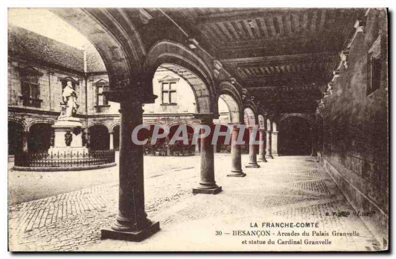 Old Postcard Besancon Granvelle Palace Arcades and Statue of Cardinal Granvelle