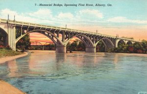 USA Memorial Bridge Spanning Flint River Albany Georgia Vintage Postcard 05.32