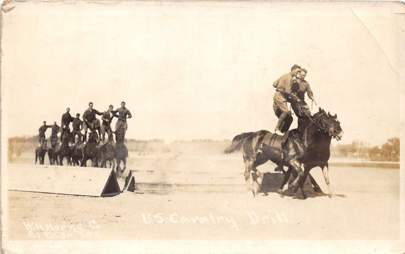 J32/ El Paso Texas RPPC Postcard c1910 U.S. Calvary Horses Drill Soldiers  223