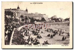 Postcard Old Cannes Beach and hotels