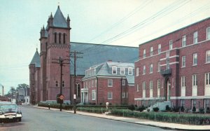 Postcard St. Francis Rectory Parish School & Church Nashua New Hampshire NH