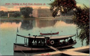 Postcard Yachting on Rock River in Rockford, Illinois