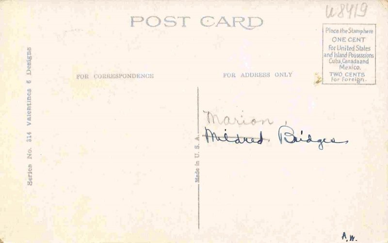 Please Be My Valentine Day Kissing Couple Small Boy Girl 1910c postcard