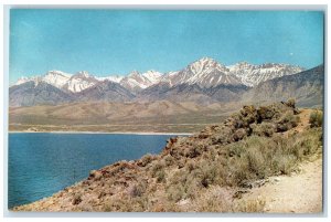 c1960 Scenic View Mackey Reservoir & Mt Borah Snow Capped Idaho Antique Postcard