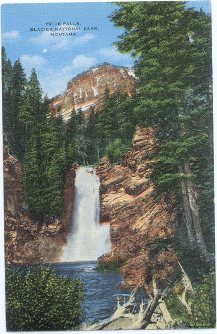 Trick Falls, glacier National Park, Montana, MT, Linen