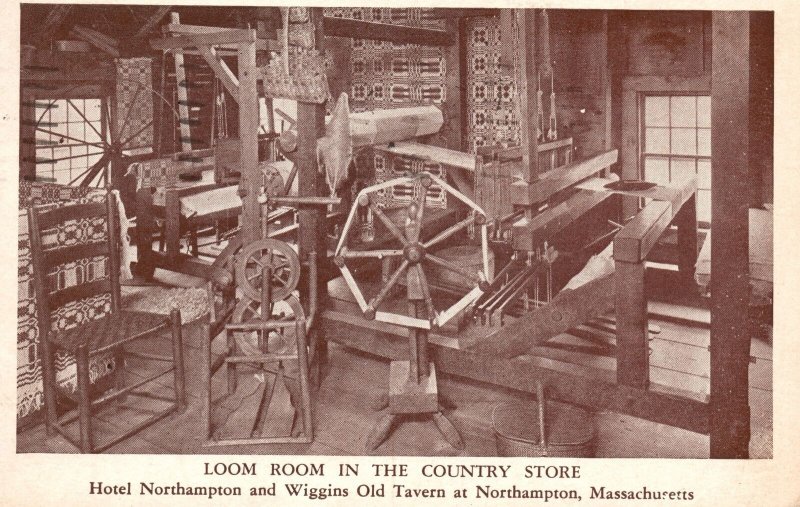 Vintage Postcard 1941 Loom Room Country Store Tavern Northampton Massachusetts