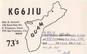 South Finegayan Guam San Fransisco Map QSL Amateur Radio Card