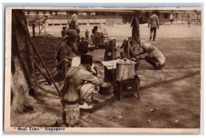 Singapore Postcard Meal Time People Eating in the Park c1940's Vintage Unposted