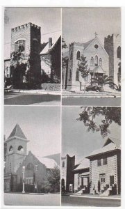 Churches of Visalia California Presbyterian Methodist Baptist Catholic postcard