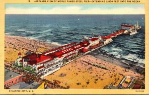 New Jersey Atlantic City Airplane View Of Steel Pier 1946 Curteich