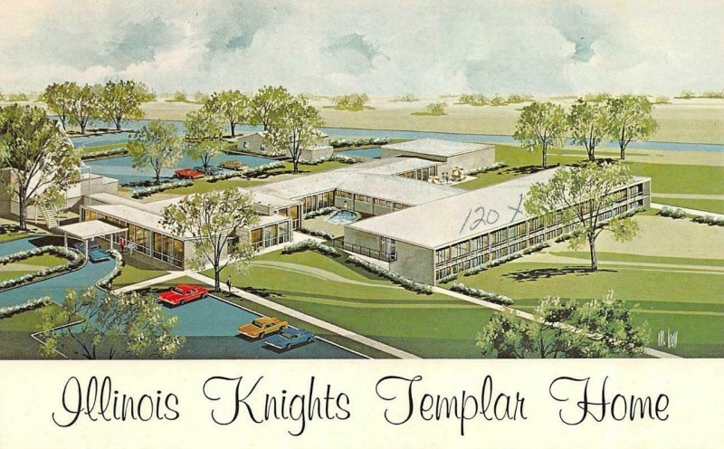 IL, Paxton  ILLINOIS KNIGHTS TEMPLAR HOME~Fraternal  c1960's Artist's Postcard