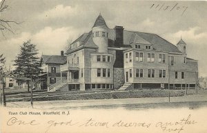 UDB Postcard 726. Westfield NJ, Town Club House, Union County, Posted 1907