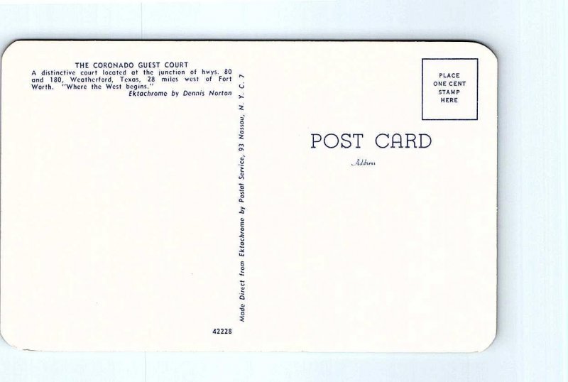 WEATHERFORD, TX Texas ~ CORONADO GUEST COURT c1940s Woody Roadside Postcard