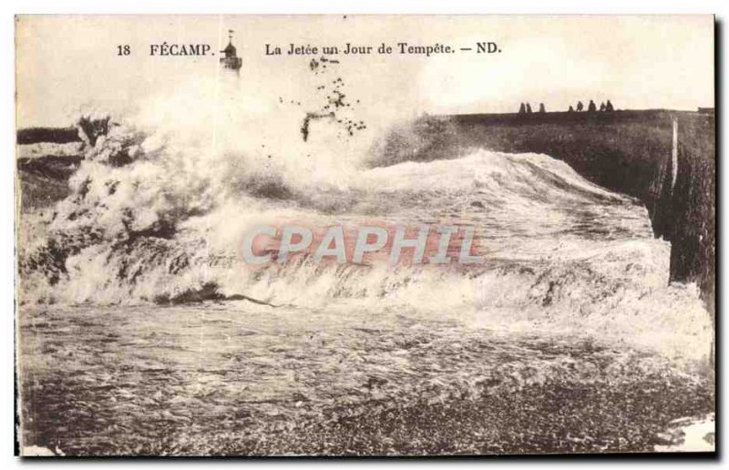 Old Postcard Fecamp La Jetee a Day Storm