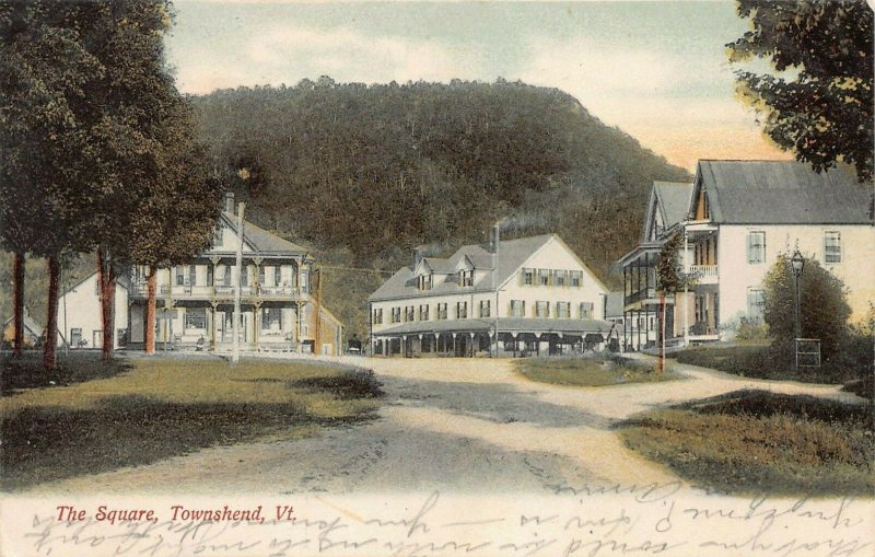 The Square, Townshend, Vermont, Early Postcard, Used in 1909