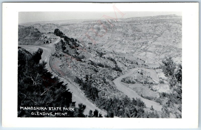 c1910s Glendive, MT RPPC Makoshika State Park Sharp Birds Eye Real Photo PC A204