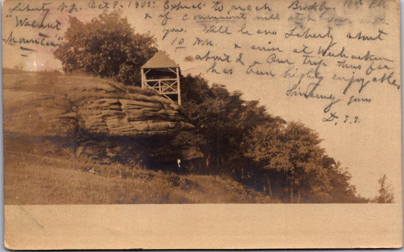 Walnut Mountain Liberty NJ 1905 RPPC ledge fire lookout gazebo real photo