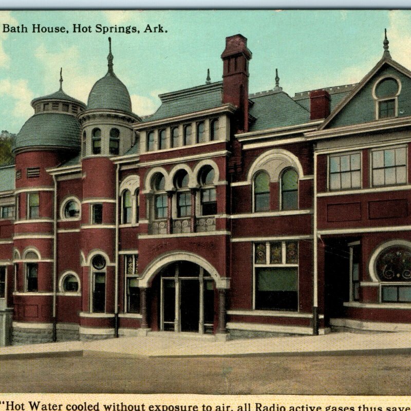 1914 Hot Springs, Ark. Imperial Bath House Litho Photo Postcard Radioactive A33