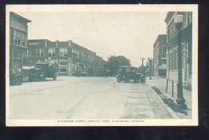 WAKARUSA INDIANA DOWNTOWN WATERFORD STREET SCENE OLD CARS VINTAGE POSTCARD