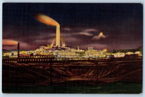 Anaconda Montana Postcard ACM Co Smelter Night Scene General View 1940 Unposted