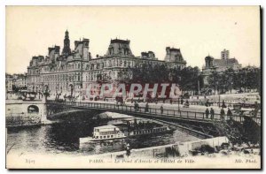 Old Postcard Paris Bridge of Arcola and the Hotel de Ville