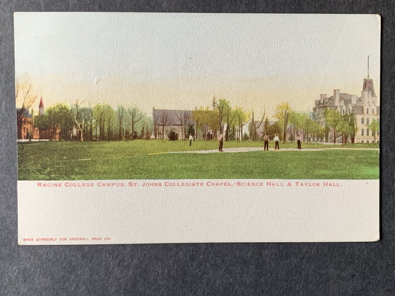 Racine College St. Johns Collegiate Chapel Racine WI Litho Postcard H1320083039