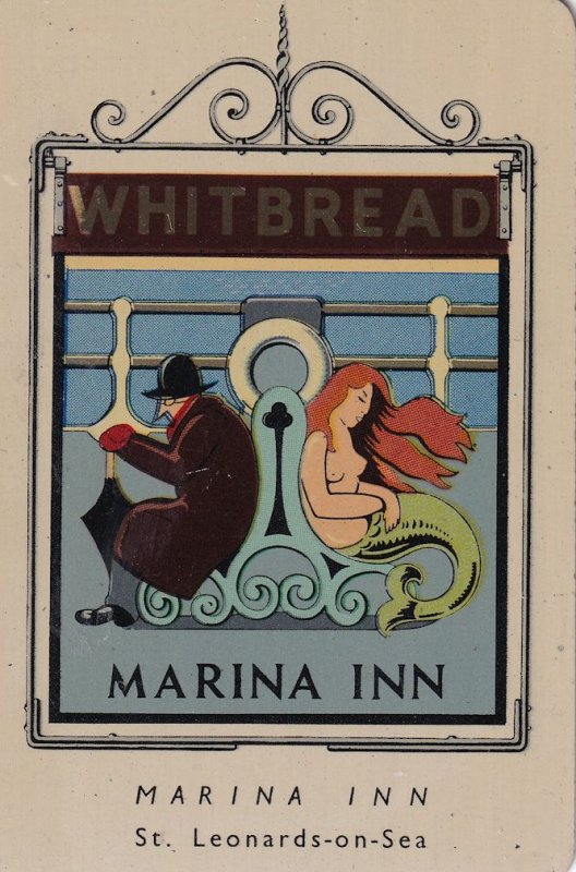 Marina Inn St Leonards On Sea Pub Inn Whitbread Metal Sign Advertising Rare Card