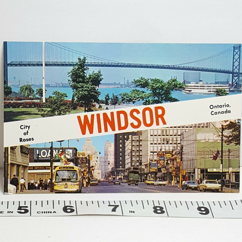Vintage Postcard Windsor Ontario Canada Ambassador Bridge Oullette