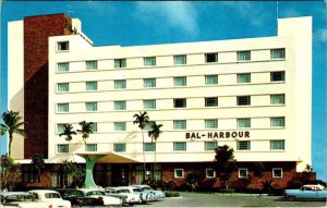 Bal Harbour, FL Florida  BAL~HARBOUR HOTEL 50's Cars CHROME Advertising Postcard