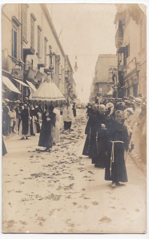 Catholic Procession RP PPC, Unposted, Poss Italian Benedictine Monks, c 1930's 