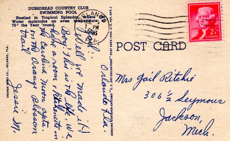 Orlando, Florida - Swimming pool at the Dubsdread Country Club - in 1956