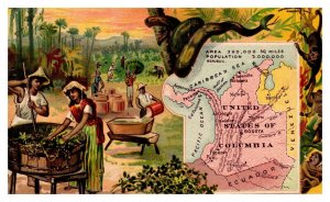 Vintage 1889 Victorian Trade Card - Arbuckle Brothers New York - Indigo Dye Map