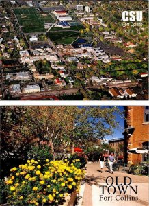 2~4X6 Postcards CO Fort Collins COLORADO STATE UNIVERSITY~Aerial View & OLD TOWN