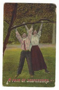 A Pair of Suspenders. Vintage Theodor Eismann postcard. Theochrom 12030-47