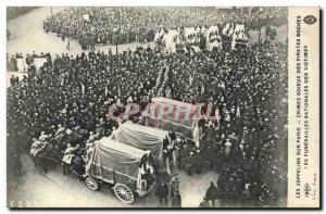 Paris Old Postcard zeppelins on Paris odious Crimes of the Boches national Fu...