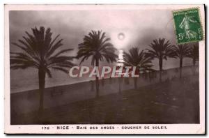 Old Postcard Nice Baie Des Anges Sunset Sunglasses