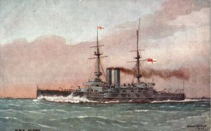 WWI British Royal Navy HMS Glory Battleship Raphael Tuck c.1910